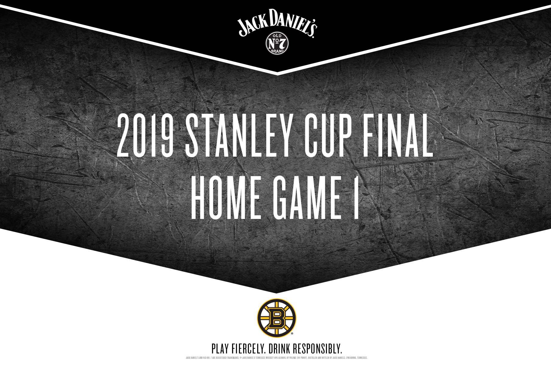 Jack Daniel's 2019 Stanley Cup Final Home Game 1 Bruins banner